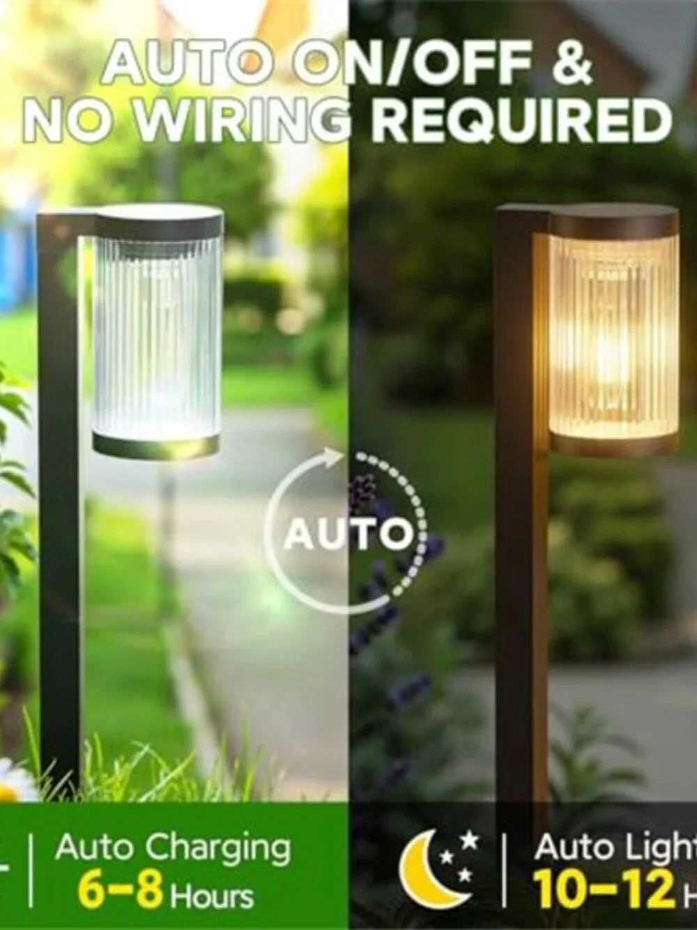Solar Pathway Lights Outdoor Waterproof LED Garden Landscape Lights Auto On